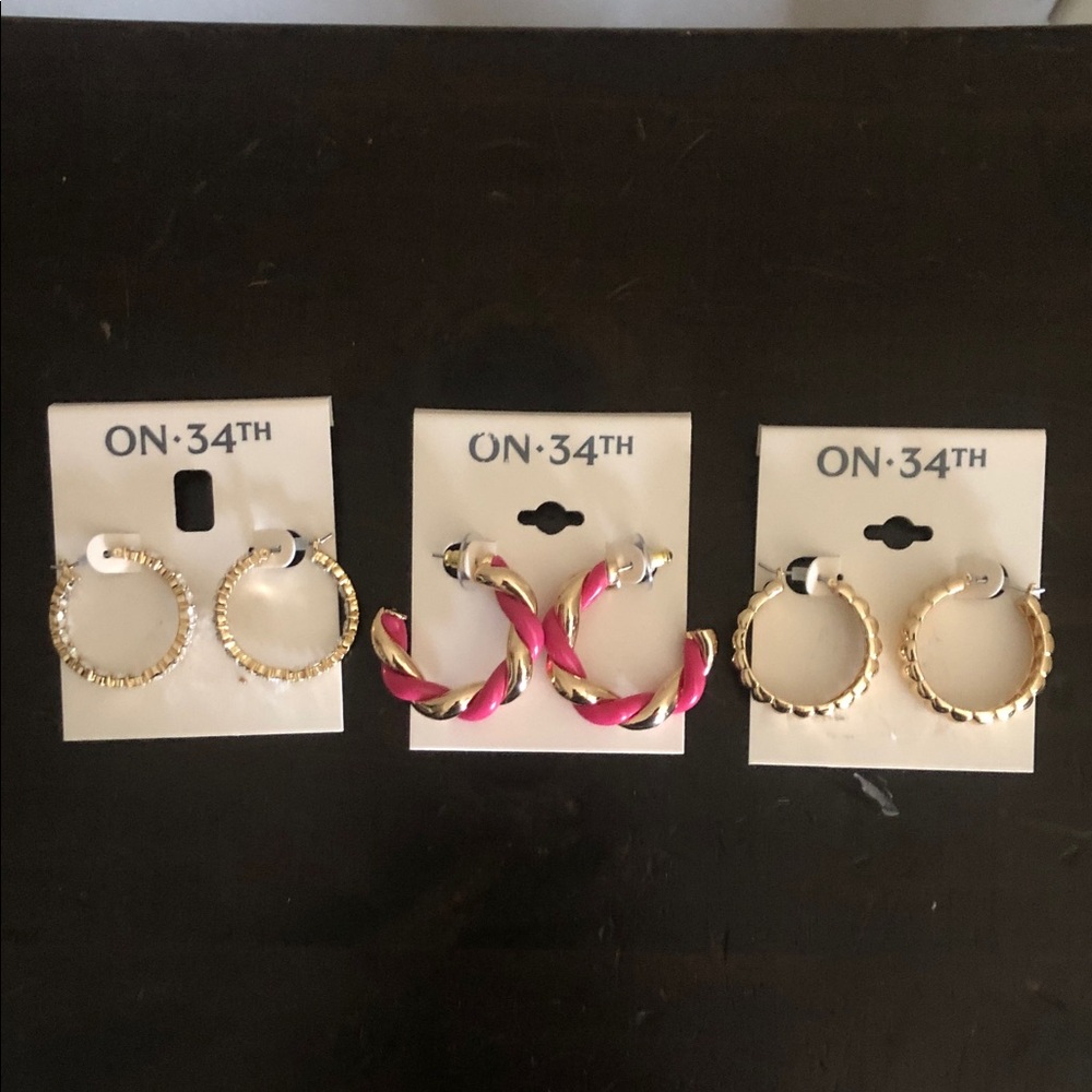 $5 for $25 Macy’s On 34th Pink and Gold Hoop Earrings - Women Jewelry